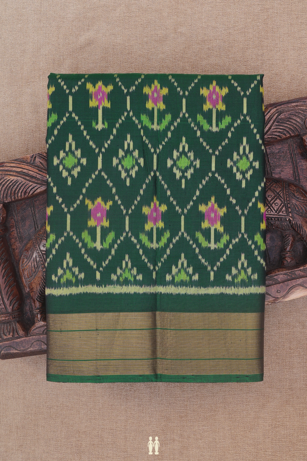 Patola Silk Saree In Forest Green With Ogee  Design
