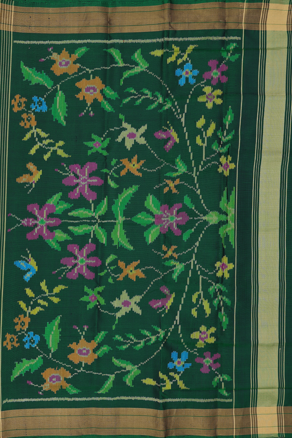 Patola Silk Saree In Forest Green With Ogee  Design