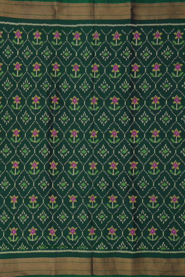 Patola Silk Saree In Forest Green With Ogee  Design