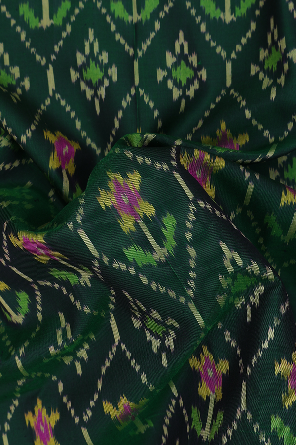 Patola Silk Saree In Forest Green With Ogee  Design