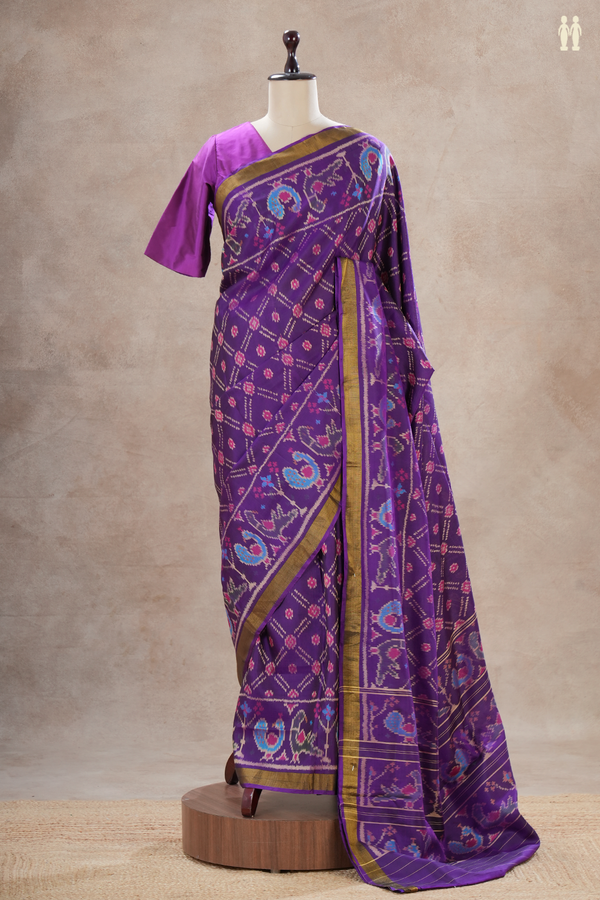 Patola Silk Saree In Royal Purple With Diamond Design