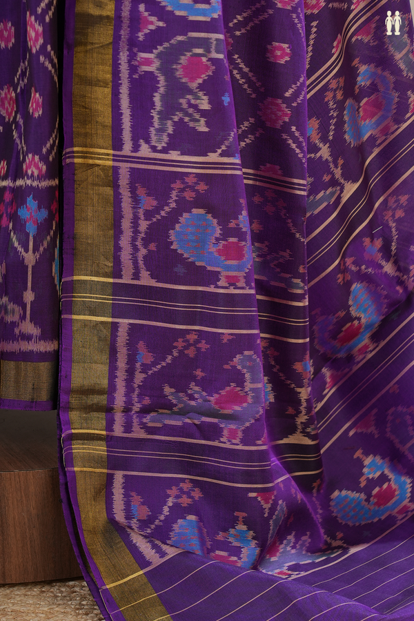 Patola Silk Saree In Royal Purple With Diamond Design