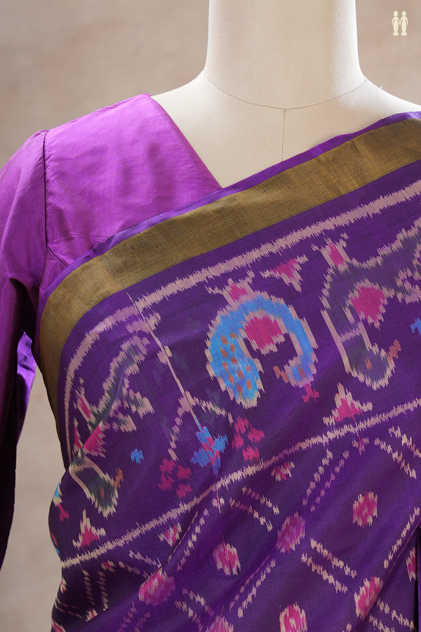 Patola Silk Saree In Royal Purple With Diamond Design