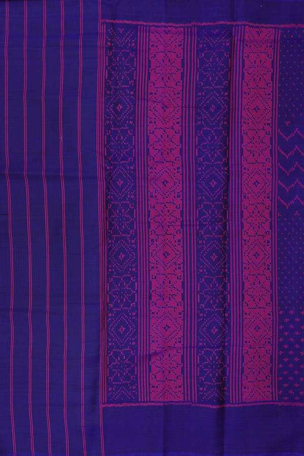 Patola Silk Saree In Royal Blue With Half And Half Design
