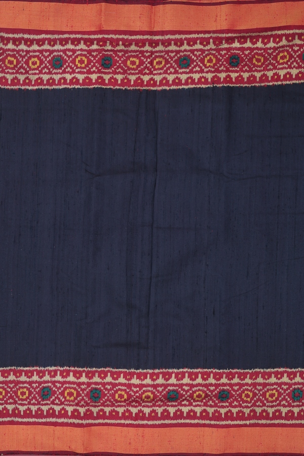 Patola Silk Saree In Plain Black With Contrast Border