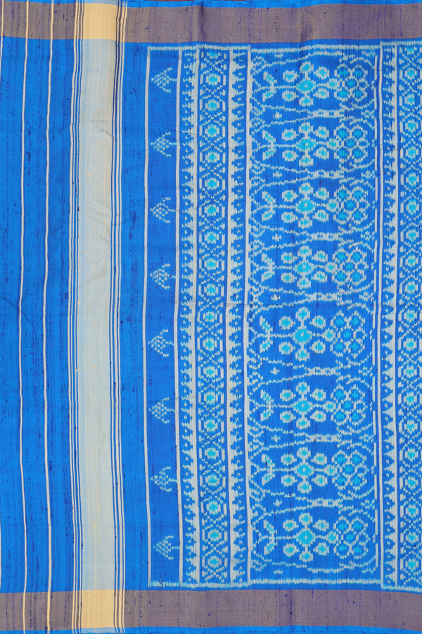 Patola Silk Saree In Blue With Zari Border