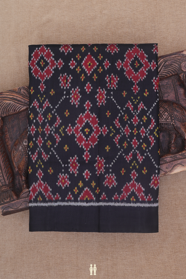 Patola Silk Saree In Black With Ikat Design