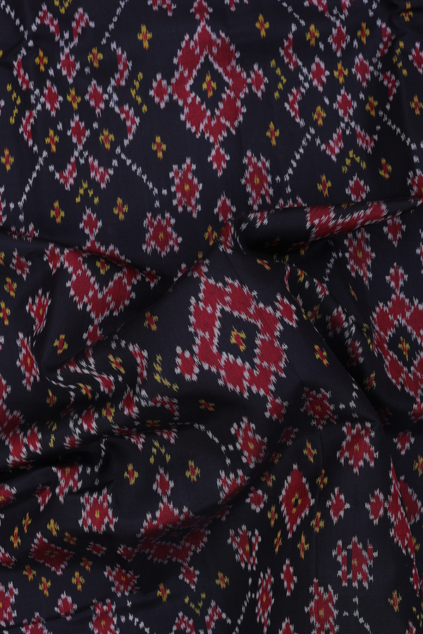 Patola Silk Saree In Black With Ikat Design