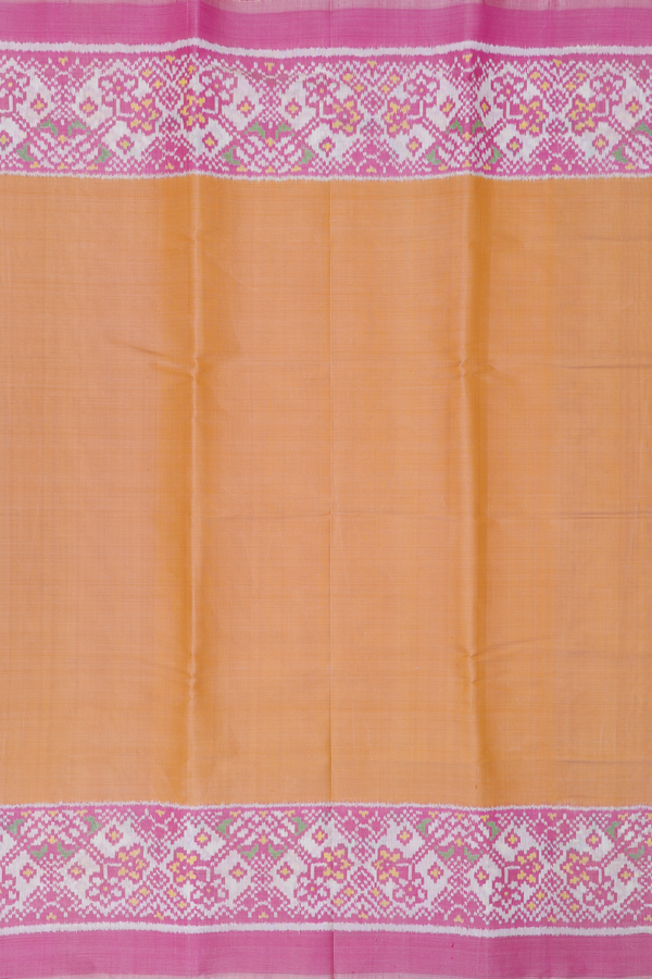 Patola Silk Saree In Light Orange With Contrast Border