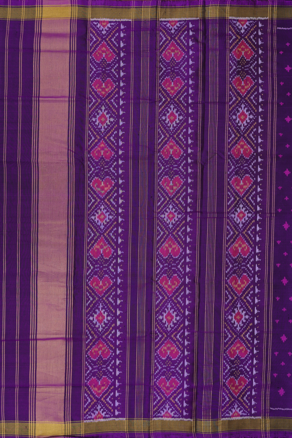 Patola Silk Saree In Purple With Ikat Design