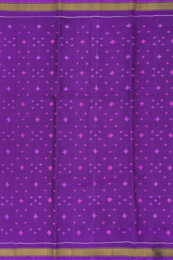 Patola Silk Saree In Purple With Ikat Design