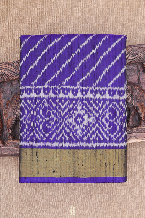 Patola Silk Saree In Royal Blue With Diagonal Design