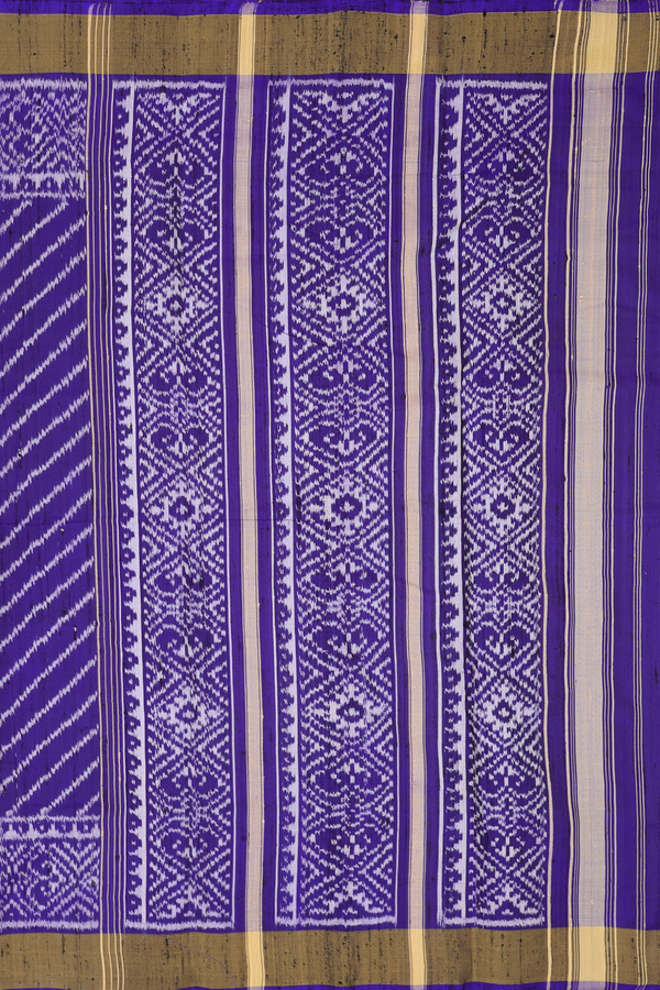 Patola Silk Saree In Royal Blue With Diagonal Design