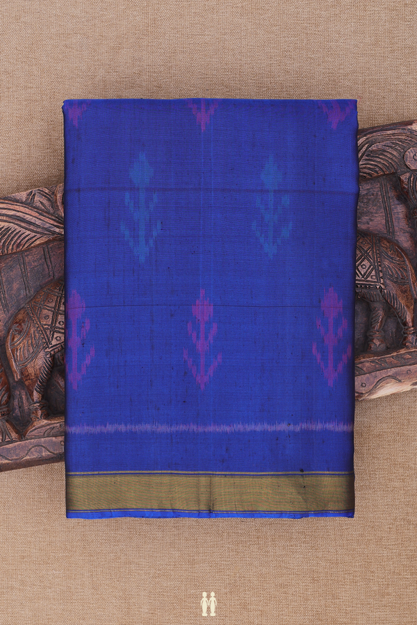 Patola Silk Saree In Royal Blue With Ikat Motifs
