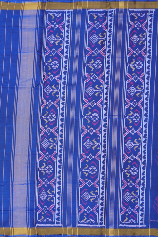 Patola Silk Saree In Royal Blue With Ikat Motifs