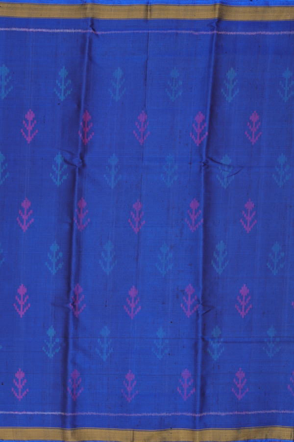 Patola Silk Saree In Royal Blue With Ikat Motifs