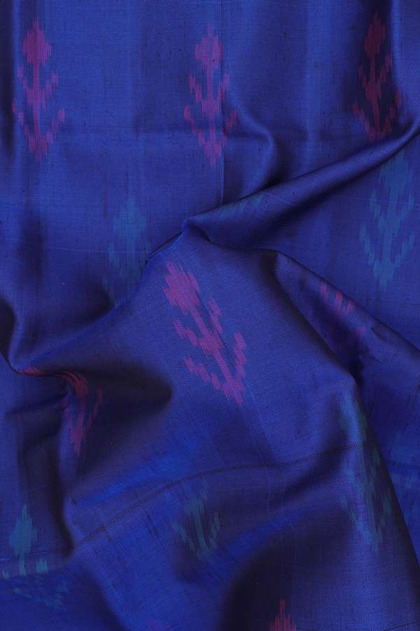 Patola Silk Saree In Royal Blue With Ikat Motifs