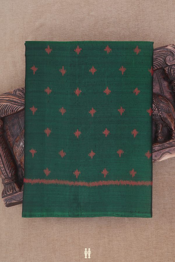 Patola Silk Saree In Forest Green With Half And Half Design