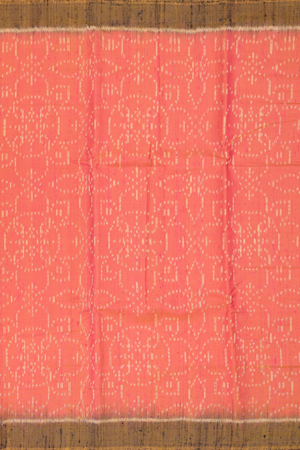 Patola Silk Saree In Coral Orange With Floral Design