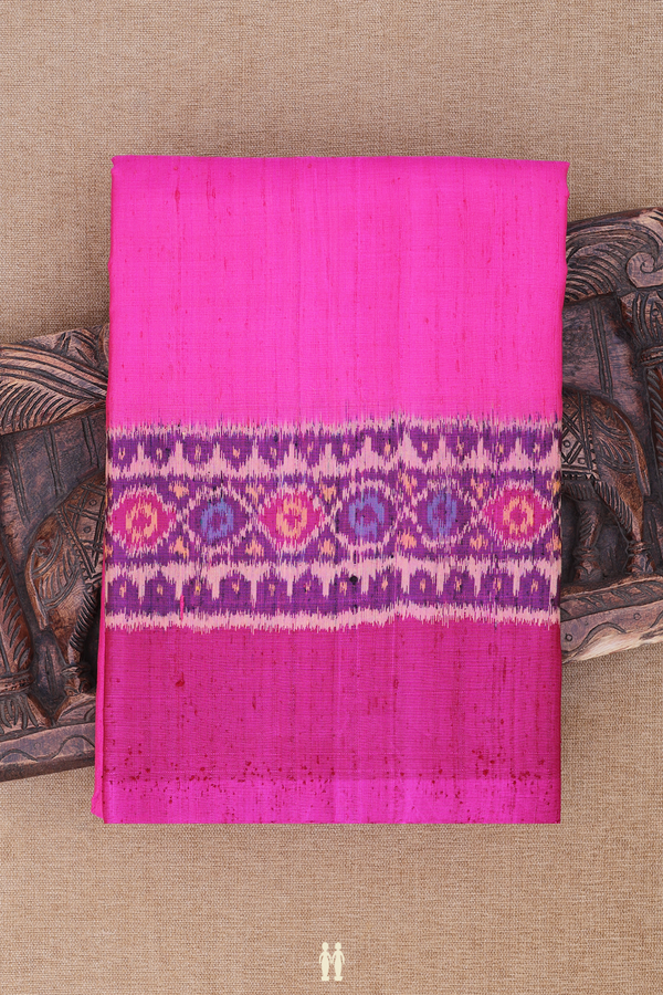 Patola Silk Saree In Plain Magenta With Contrast Border
