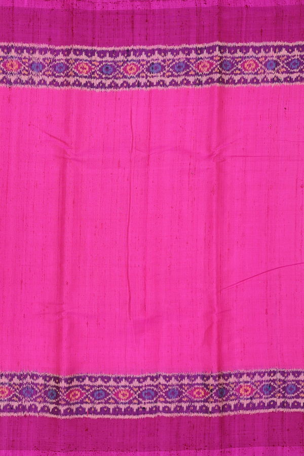 Patola Silk Saree In Plain Magenta With Contrast Border