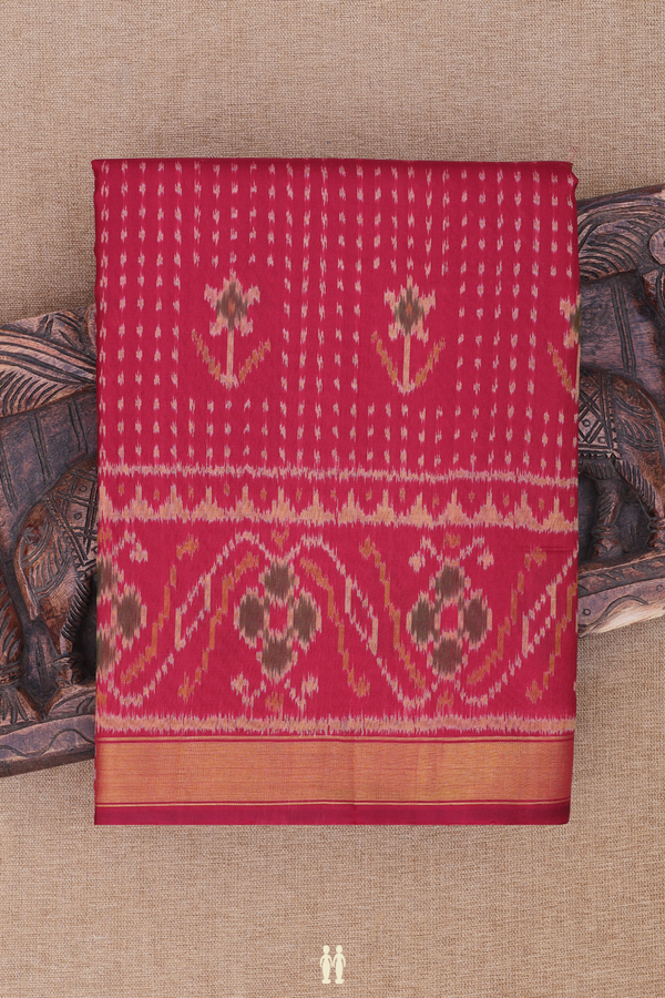 Patola Silk Saree In Crimson Red With Allover Design