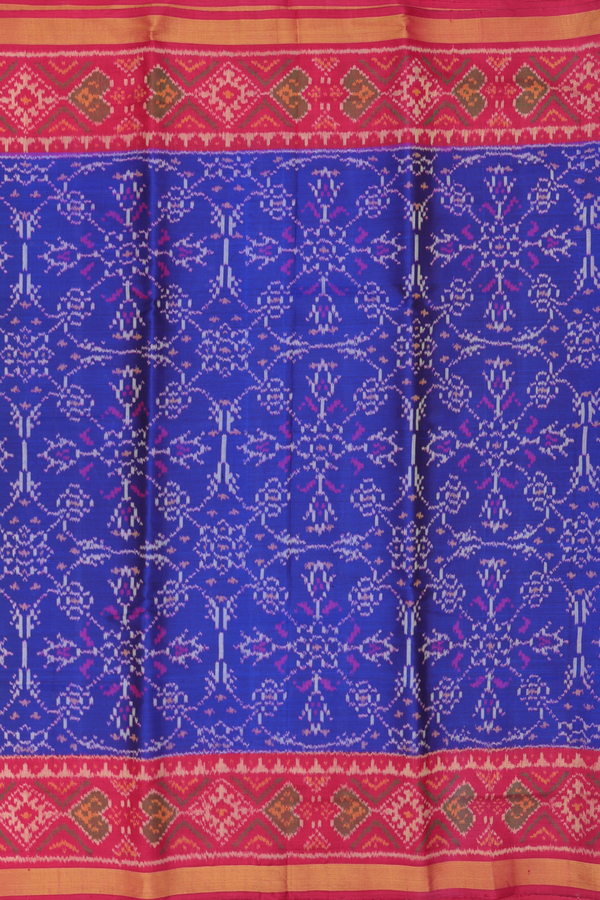 Patola Silk Saree In Blue With Allover Design