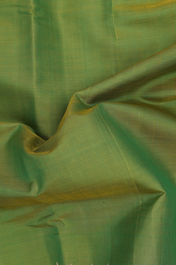 Patola Silk Saree In Plain Green With Contrast Border