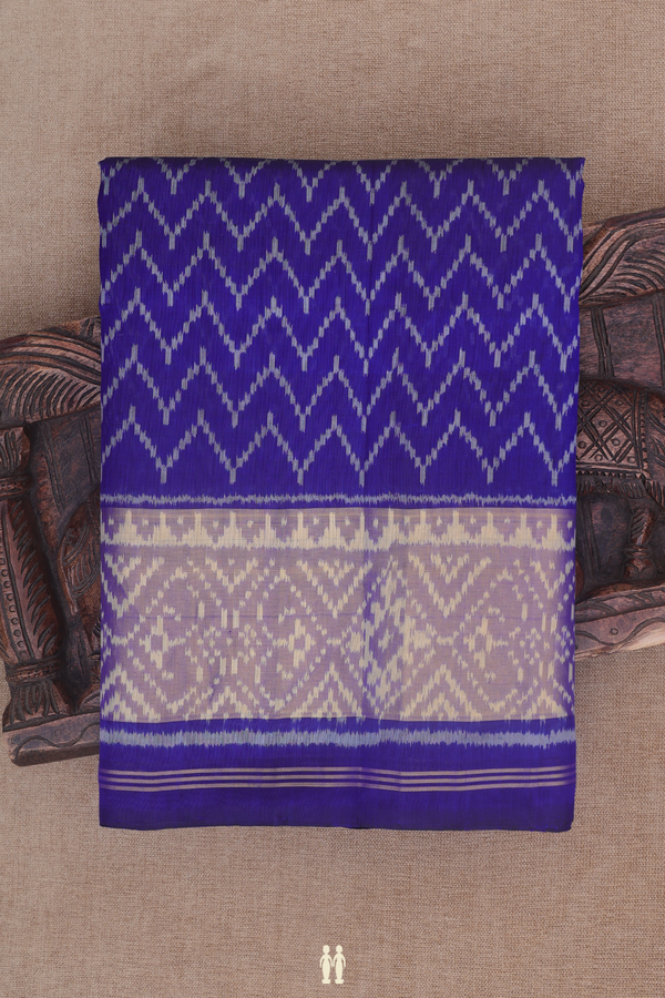 Patola Silk Saree In Royal Blue With Chevron Design