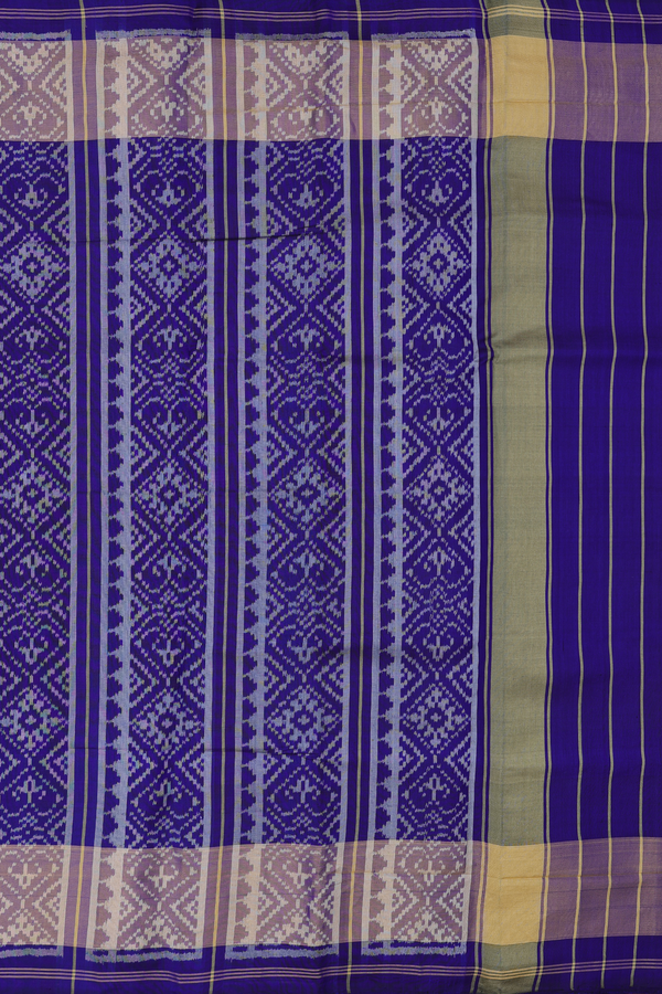 Patola Silk Saree In Royal Blue With Chevron Design