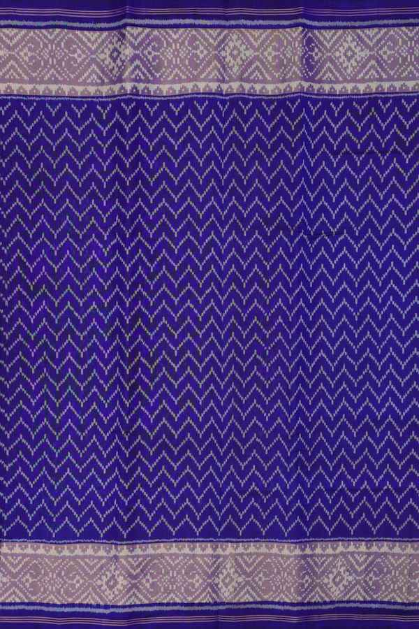 Patola Silk Saree In Royal Blue With Chevron Design