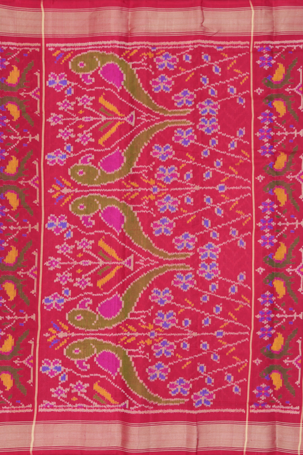 Patola Silk Saree In Dual Tone With Chevron Design