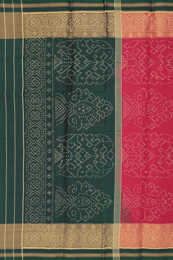 Patola Silk Saree In Coral Orange With Diamond Design