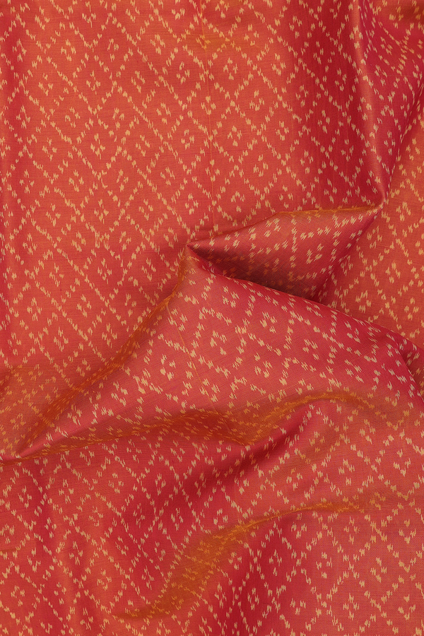Patola Silk Saree In Coral Orange With Diamond Design