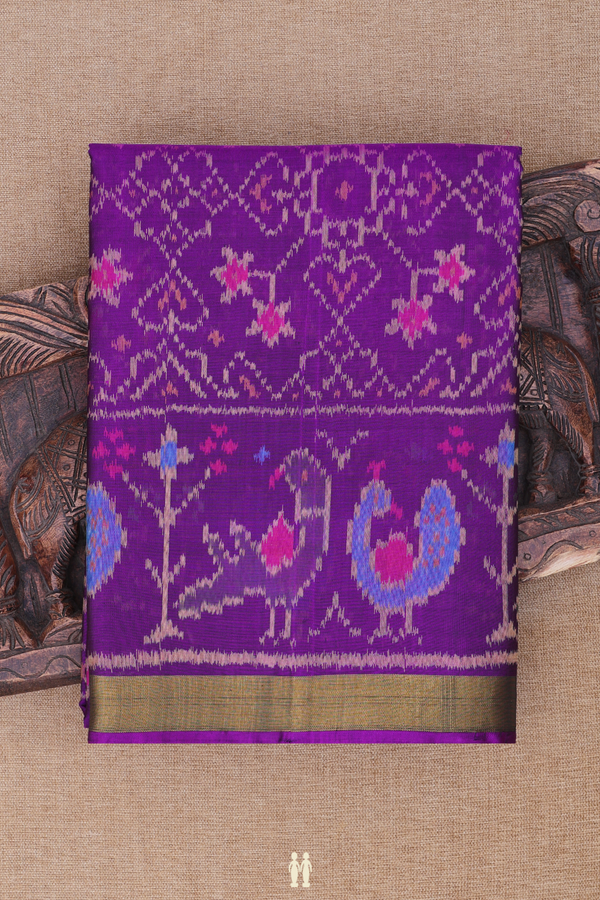 Patola Silk Saree In Deep Purple With Allover Design