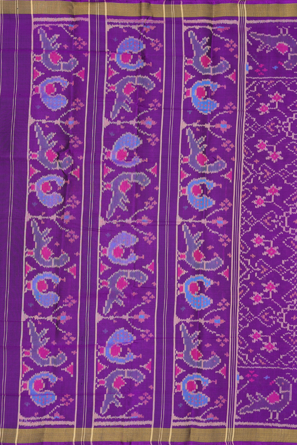 Patola Silk Saree In Deep Purple With Allover Design