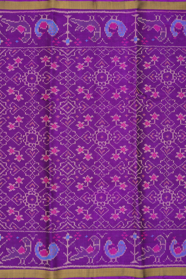 Patola Silk Saree In Deep Purple With Allover Design