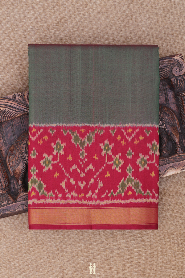 Patola Silk Saree In Plain Dual Tone With Contrast Border