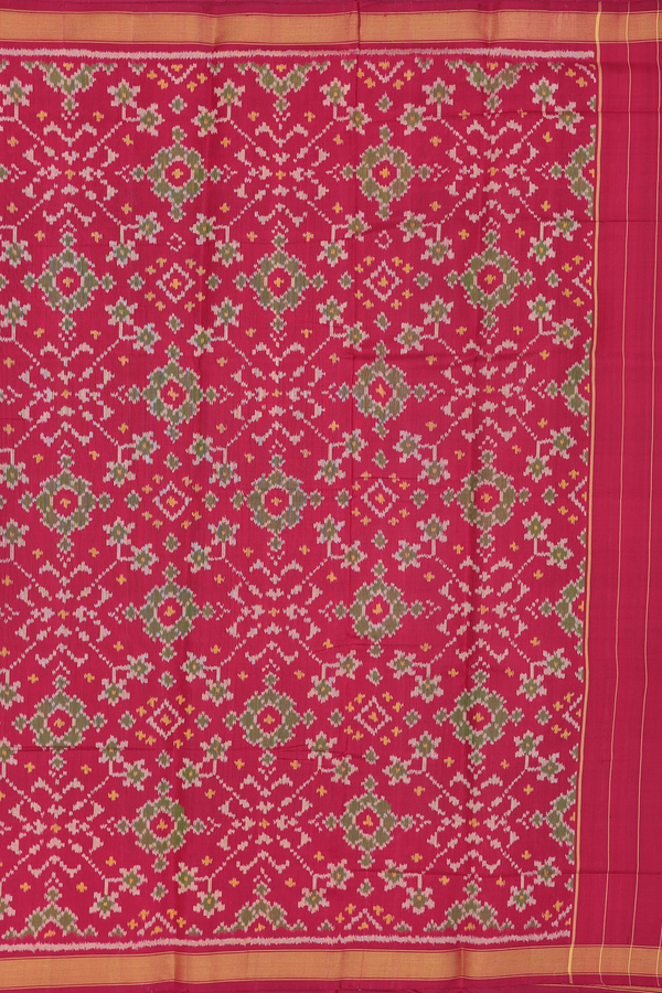 Patola Silk Saree In Plain Dual Tone With Contrast Border