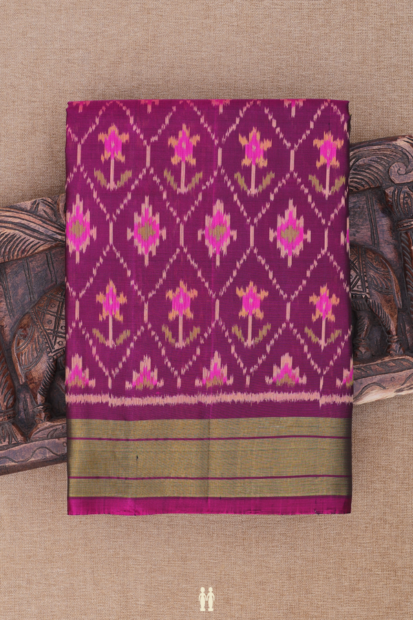 Patola Silk Saree In Plum Purple With Ogee Design