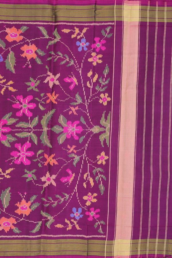 Patola Silk Saree In Plum Purple With Ogee Design