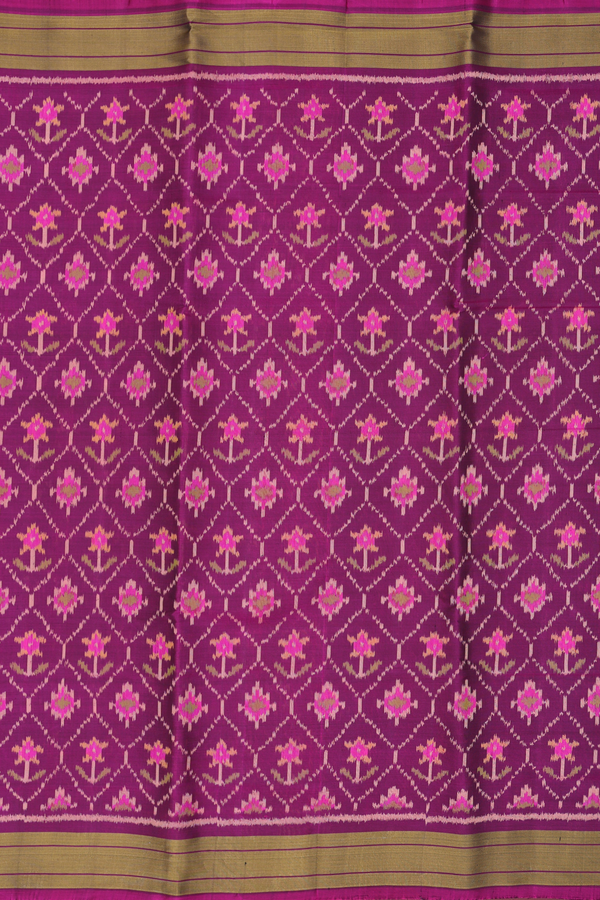 Patola Silk Saree In Plum Purple With Ogee Design