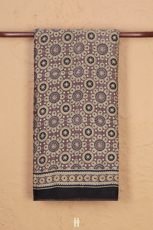 Modal Silk Saree In Brown With Ajrakh Design
