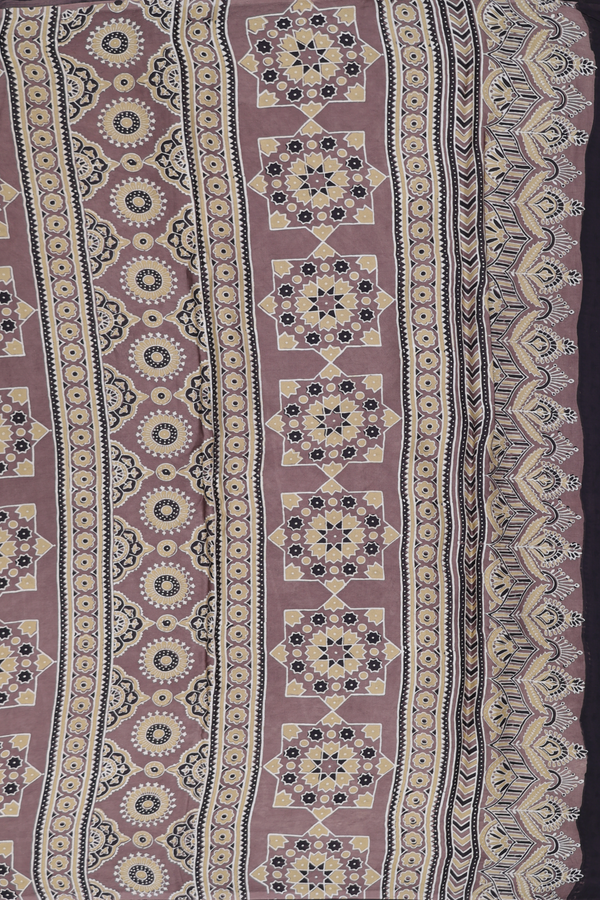 Modal Silk Saree In Brown With Ajrakh Design