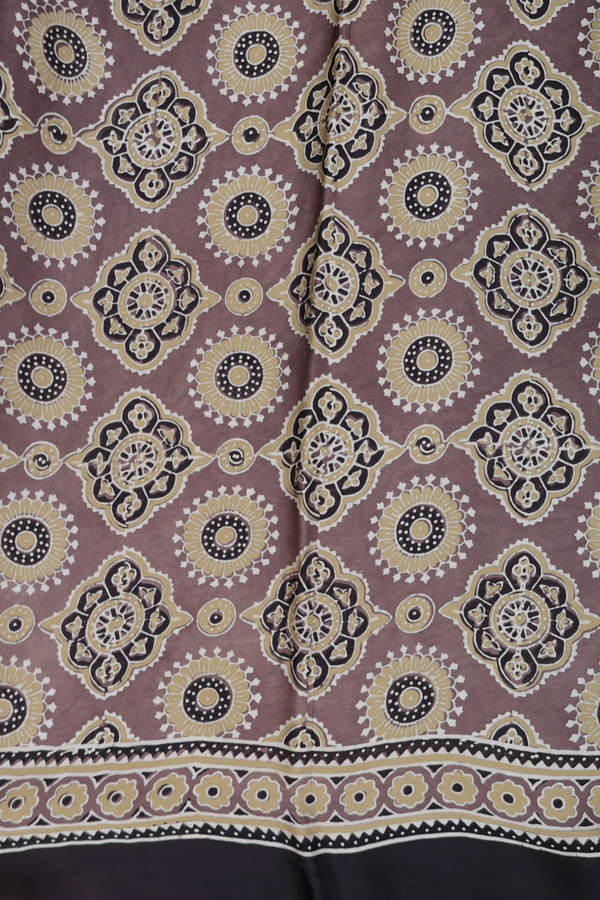 Modal Silk Saree In Brown With Ajrakh Design