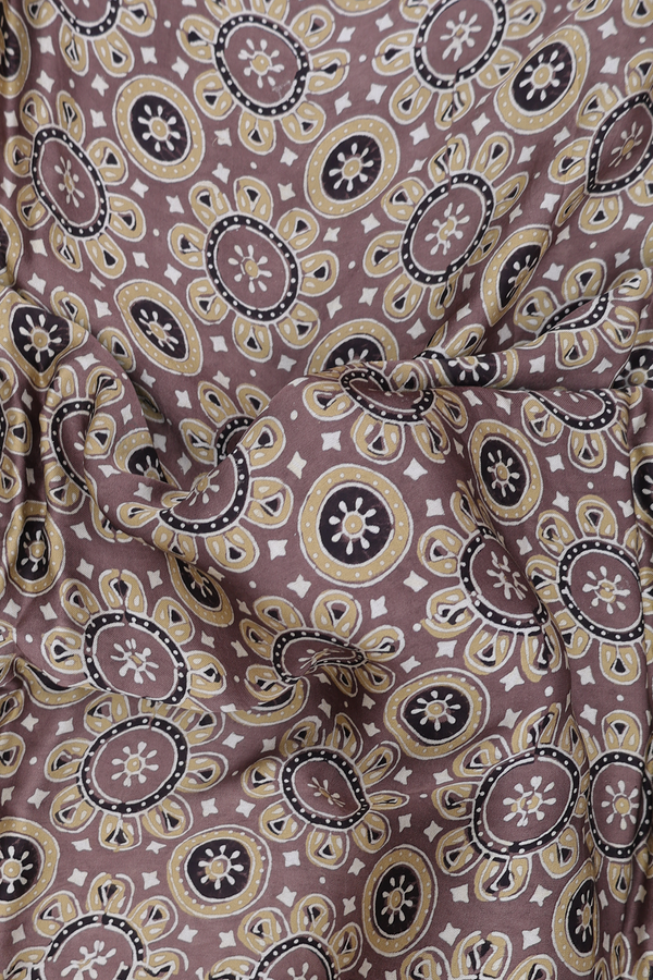 Modal Silk Saree In Brown With Ajrakh Design