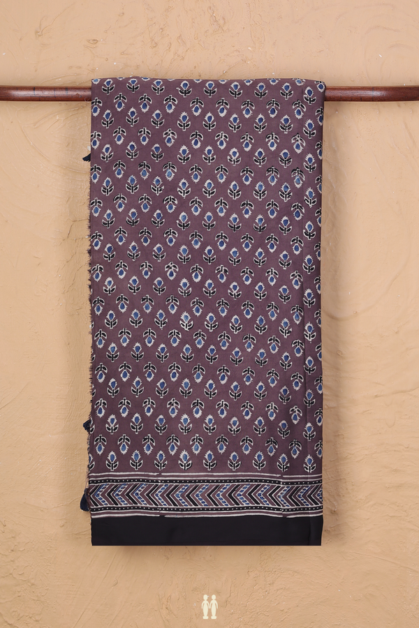 Modal Silk Saree In Brown With Floral Buttas