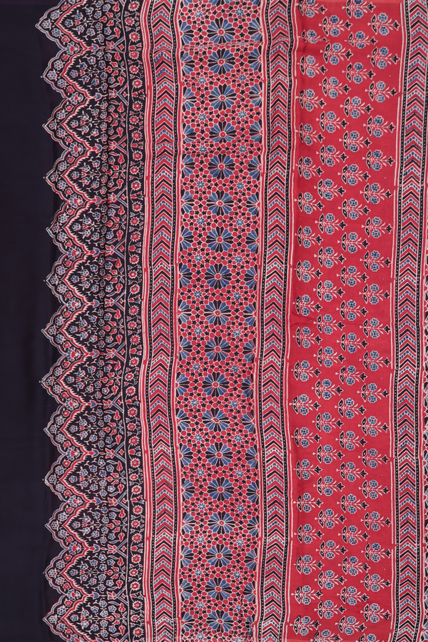 Modal Silk Saree In Red With Floral Design