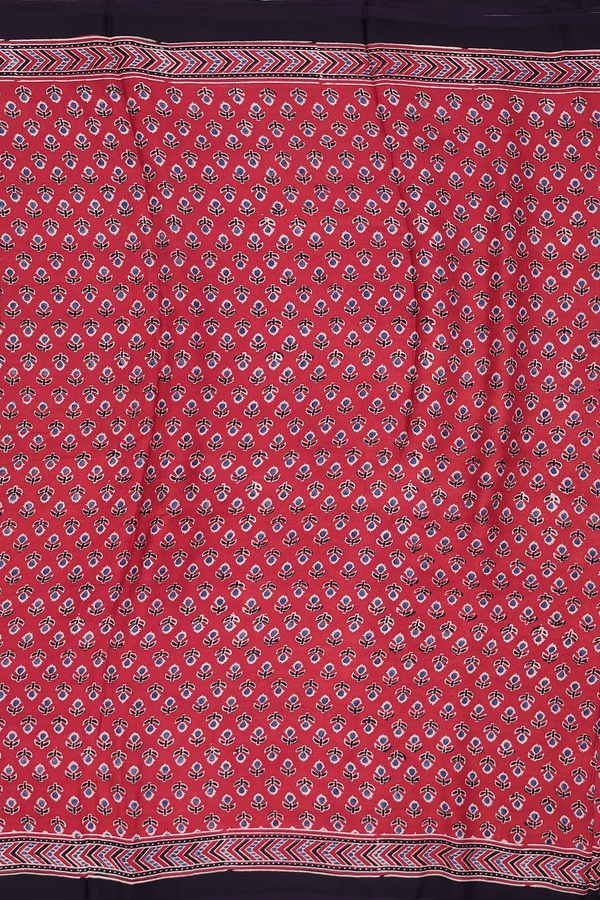 Modal Silk Saree In Red With Floral Design