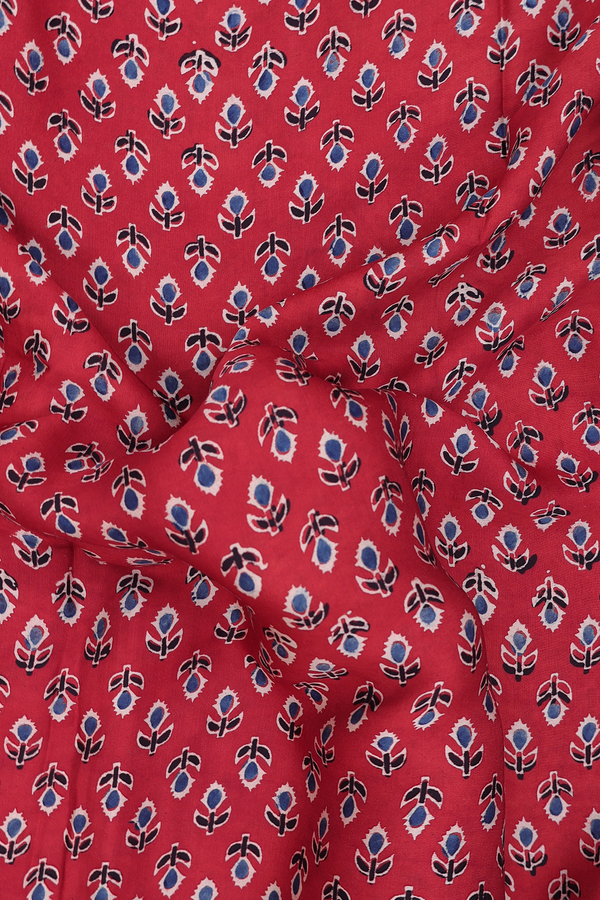 Modal Silk Saree In Red With Floral Design